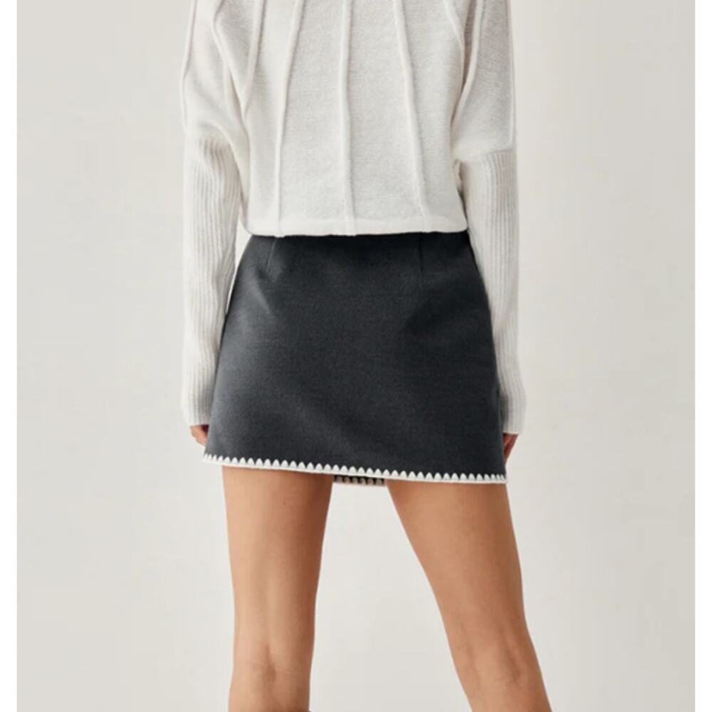 Black Mini Skirt with Contrast Trim - Women